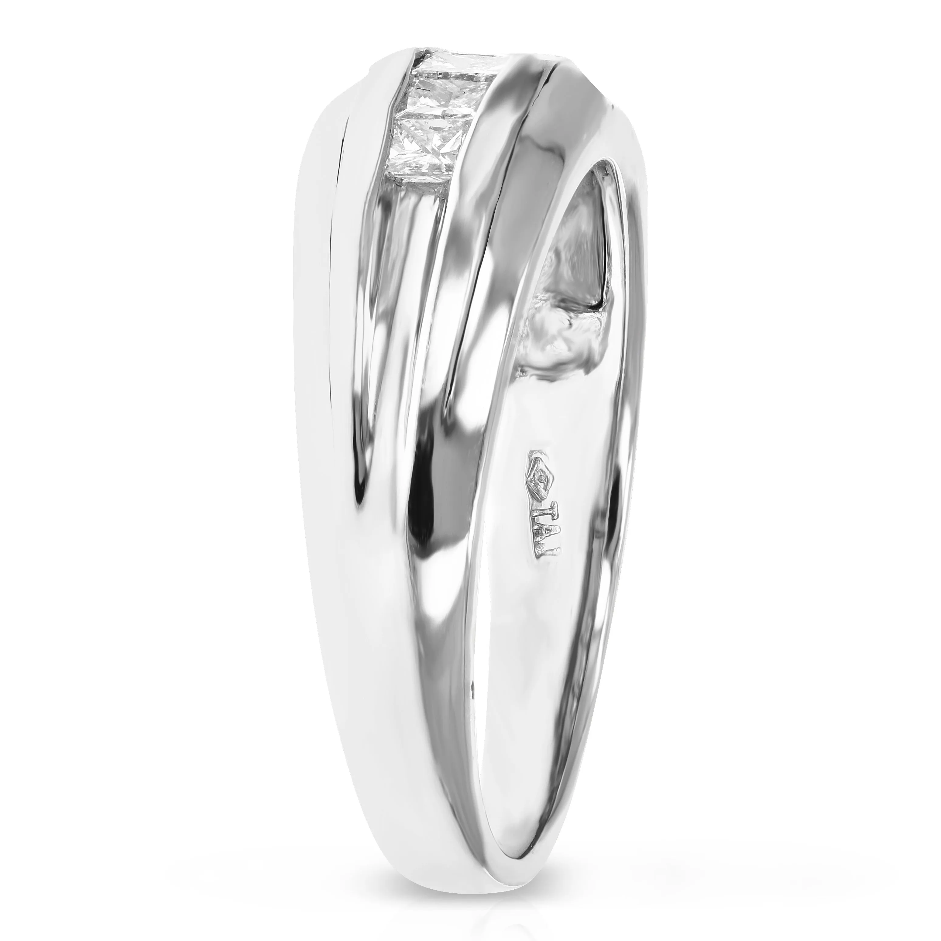 0.50 cttw SI Men's Diamond Wedding Band 14K White Gold