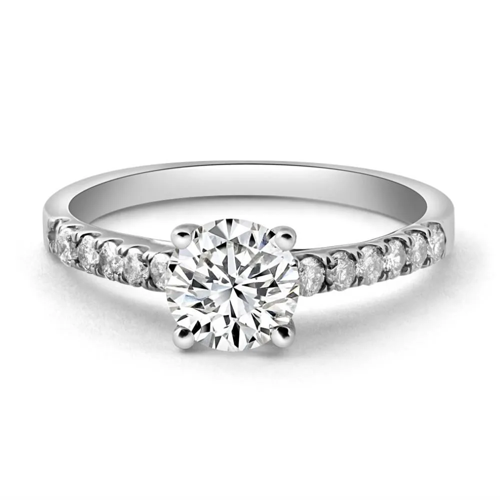 1 3/4Ct Round Cut Lab Grown Diamond Engagement Ring in 10k White Gold