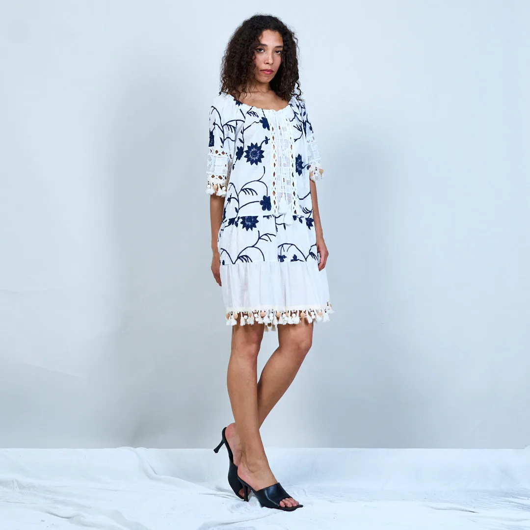 100% Cotton embroidered midi dress wholesale