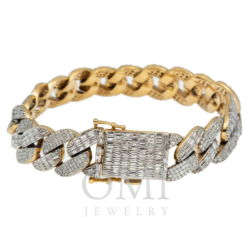 14K GOLD BAGUETTE DIAMONDS CUBAN LINK BRACELET 8.53 CT