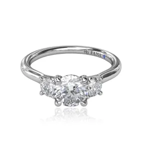 14K WHITE GOLD THREE STONE DIAMOND ENGAGEMENT RING - SETTING ONLY