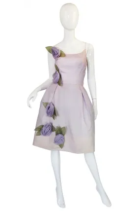 1950s Lavender Floral Dress