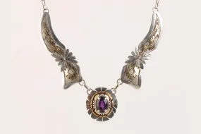 20.5" Russell Sam Gold Filled 925 Silver 6.49tcw Amethyst Necklace (34.81g.)