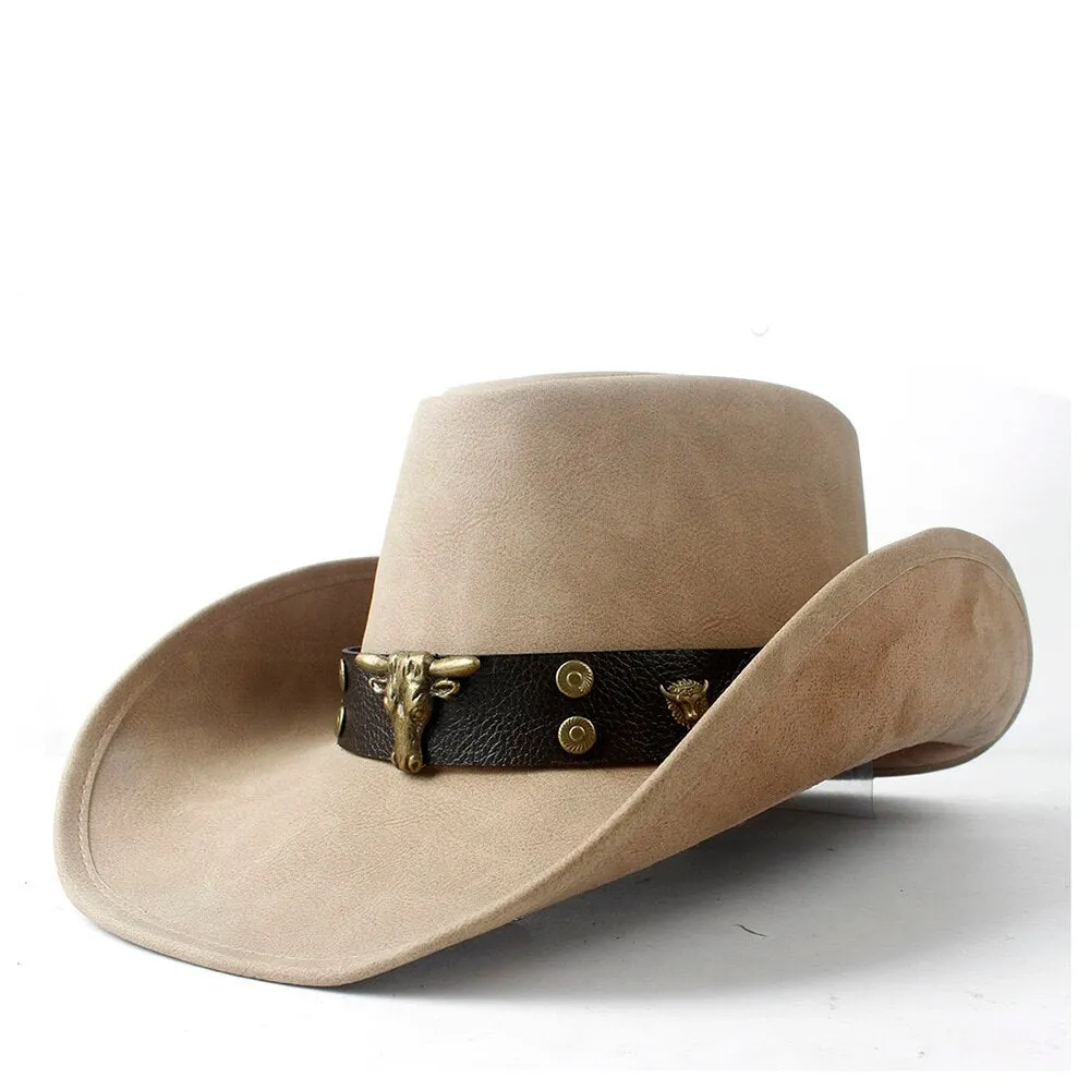 36 Stlye 100% Leather Men Western Cowboy Hat For Gentleman Dad Cowgirl Sombrero Hombre Caps Big Size XXL large head