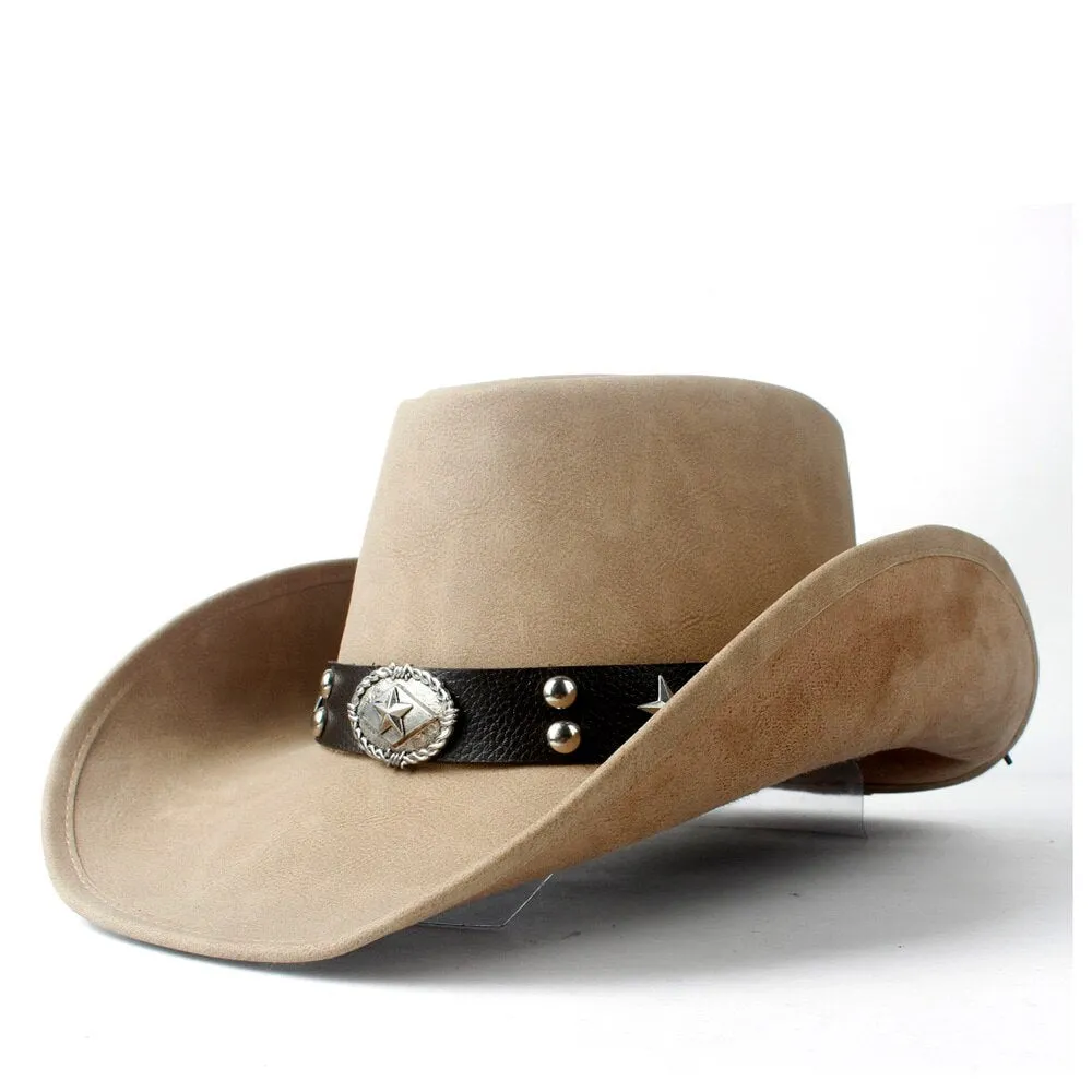 36 Stlye 100% Leather Men Western Cowboy Hat For Gentleman Dad Cowgirl Sombrero Hombre Caps Big Size XXL large head