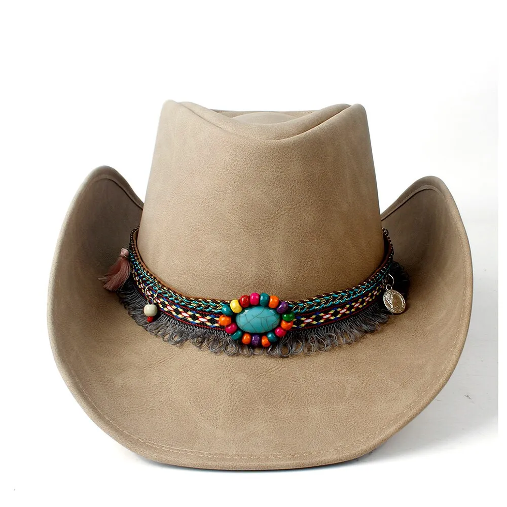 36 Stlye 100% Leather Men Western Cowboy Hat For Gentleman Dad Cowgirl Sombrero Hombre Caps Big Size XXL large head