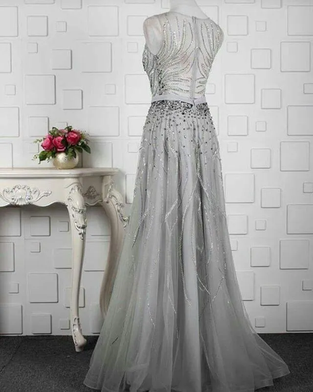 A-line Beaded Tulle Evening Dresses ,Cheap Prom Dresses,PDY0608