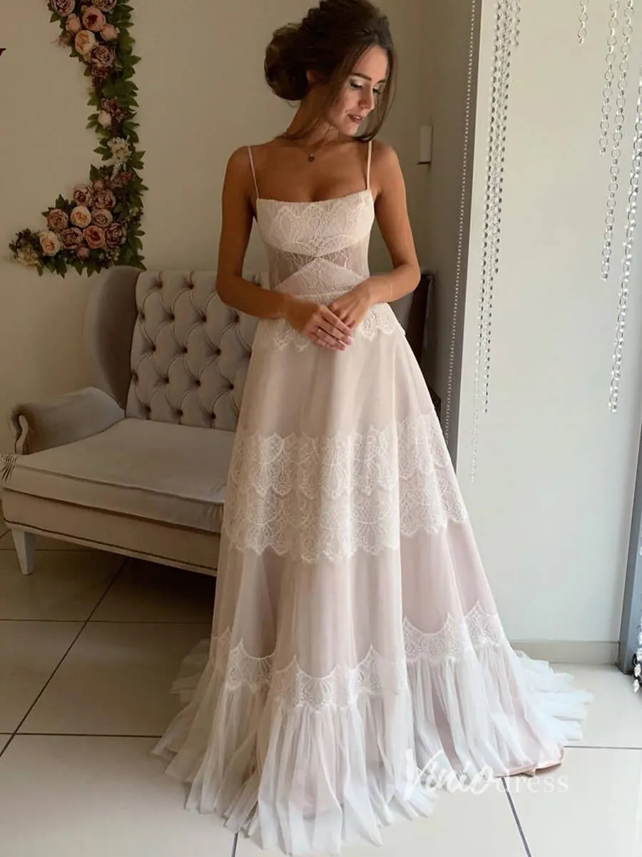 A-line Boho Lace Wedding Dresses VW2104