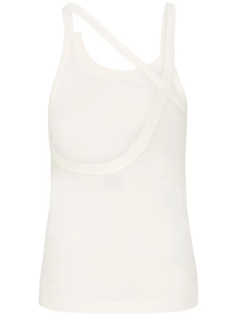 Abstract Singlet Organic Cotton Tank Top - White