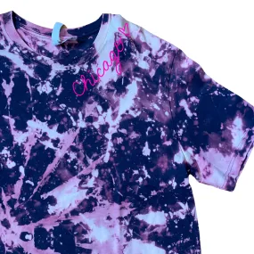 Adult Purple Speckle Bleach Dye Chainstitch T-Shirt