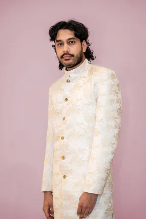 AKSHAY White and Gold Sherwani