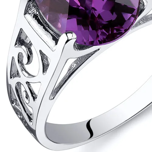 Alexandrite Solitaire Ring Sterling Silver 3.50 Carats Size 7