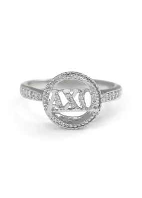 Alpha Chi Omega Circular Halo Ring with CZs