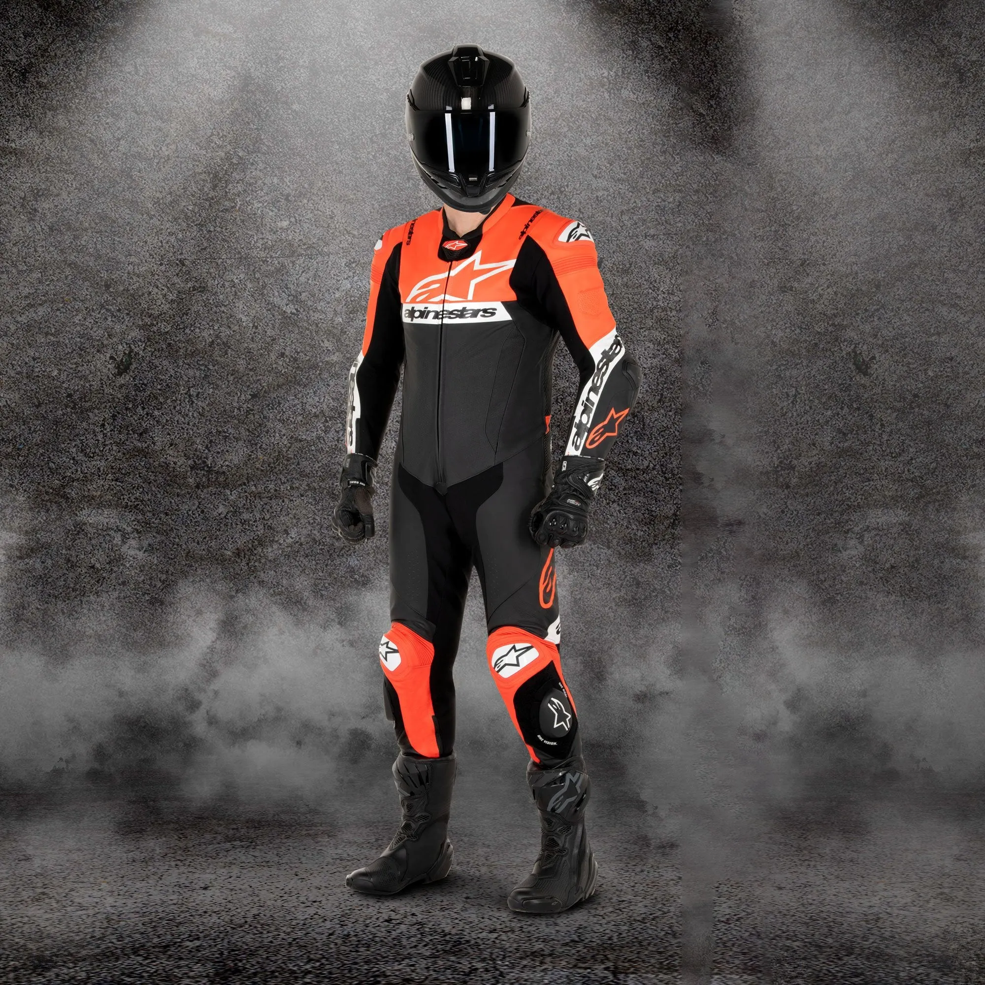 Alpinestars Missile V2 Ward 1 Pc Leather Suit Black/R/Fluo White