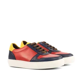 Ambrogio Bespoke Custom Women's Custom Made Shoes Tri-Tone Linen / Suede Leather Casual Trainer Sneakers (AMBW1005)