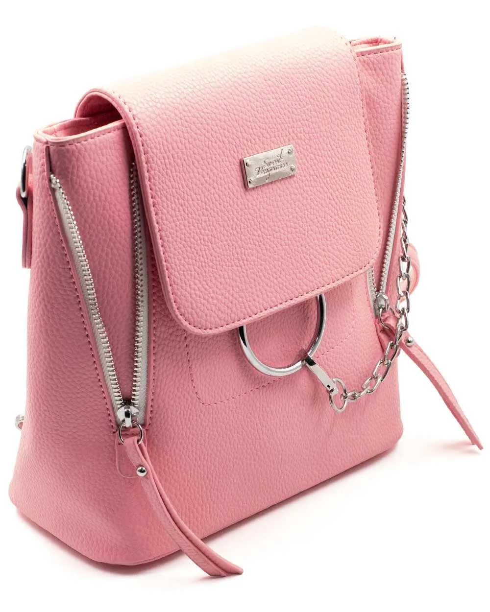 Backpack - Small Backpack Pink W/ Chain Detail Sv