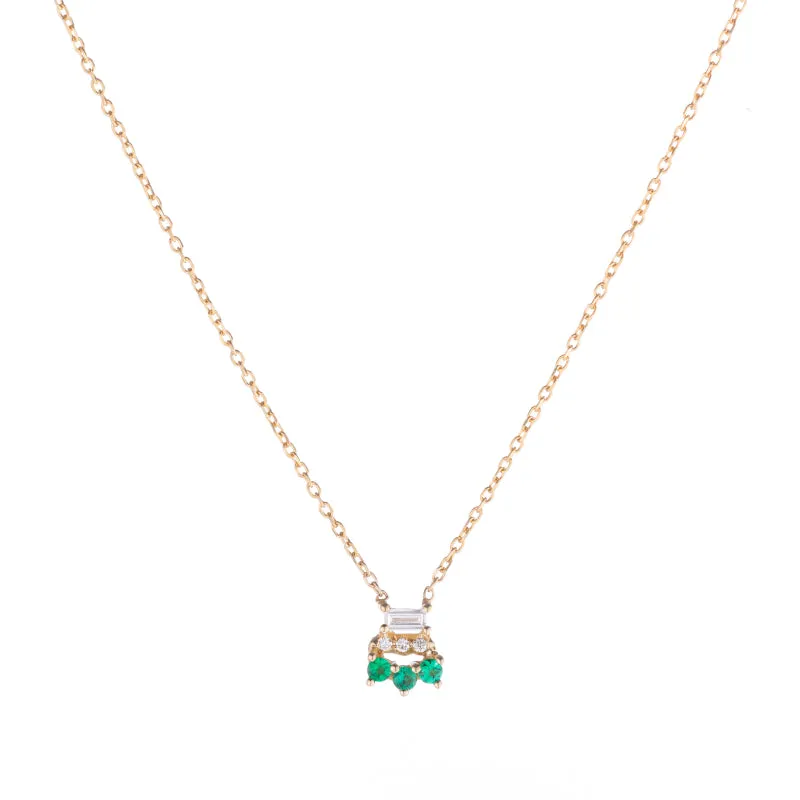 Baguette Emerald Lace Necklace