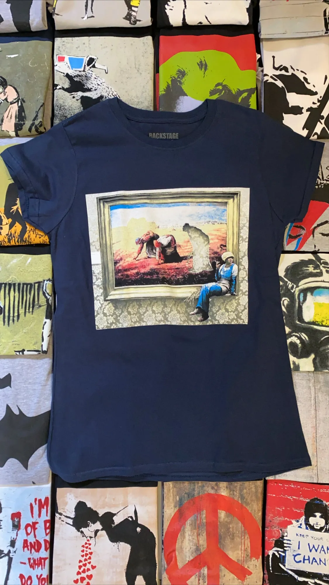 Banksy Women's T-shirt -  The Gleaners, Navy