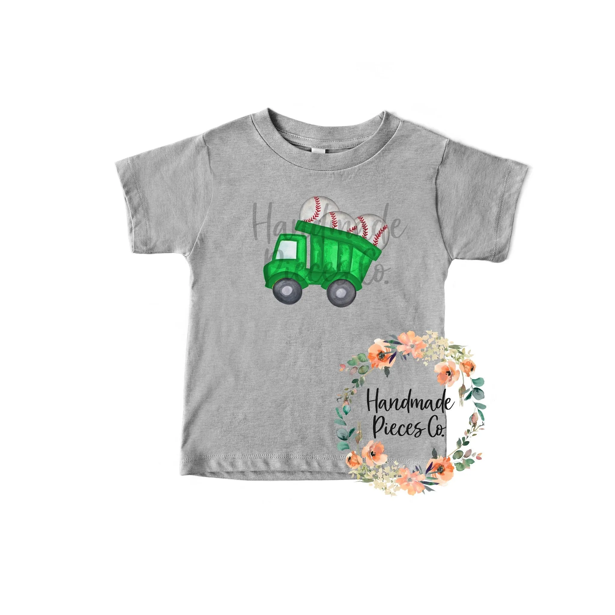 Baseball Dump Truck, Green - Sublimation or HTV Transfer