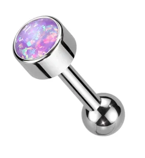 Bezel Purple Opalite Titanium Threadless Cartilage Barbell