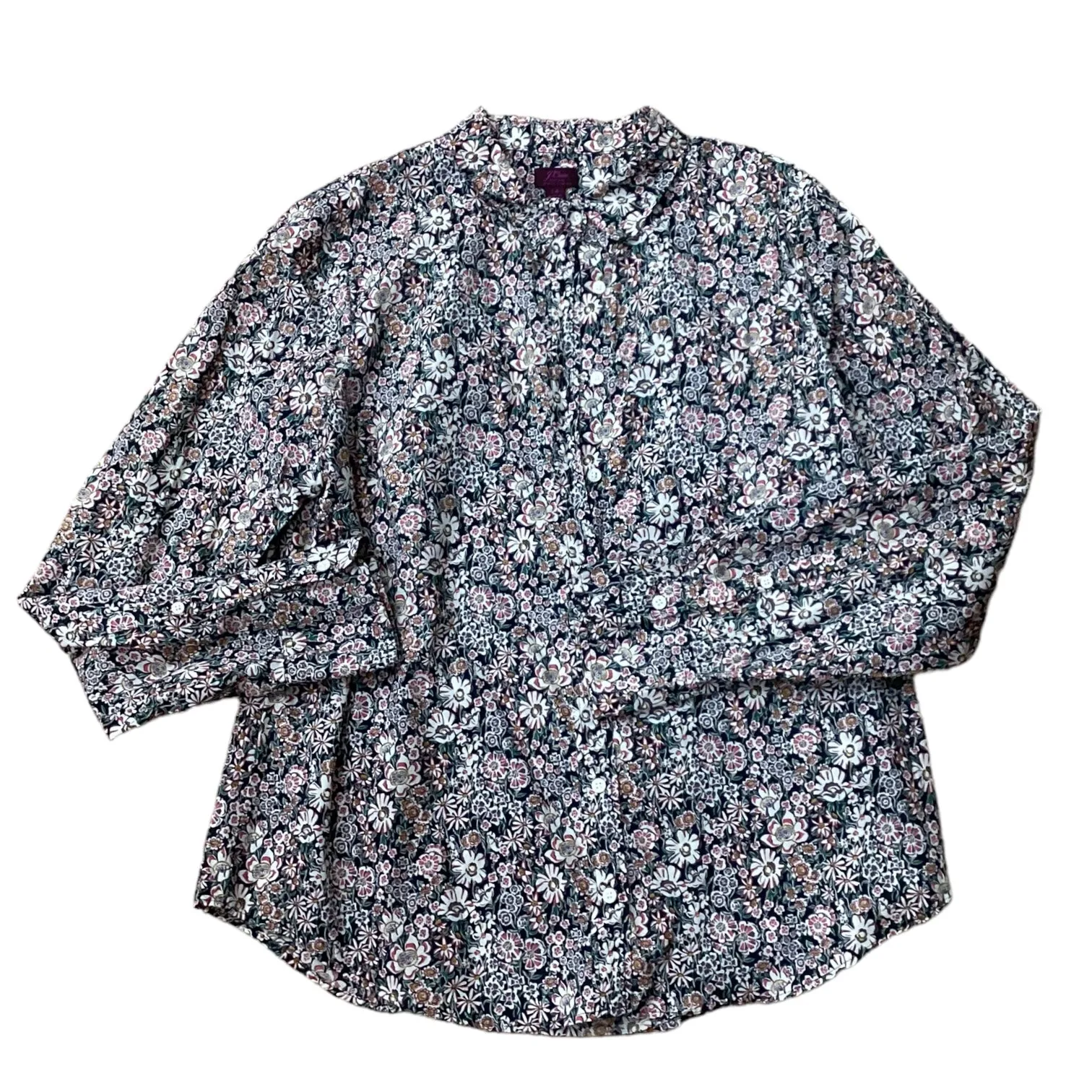 Black Floral Top Long Sleeve J Crew, Size 14