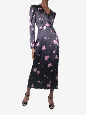 Black silk floral dress - size US 6