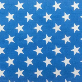 Blue Patriotic Star Print Poly Cotton Fabric