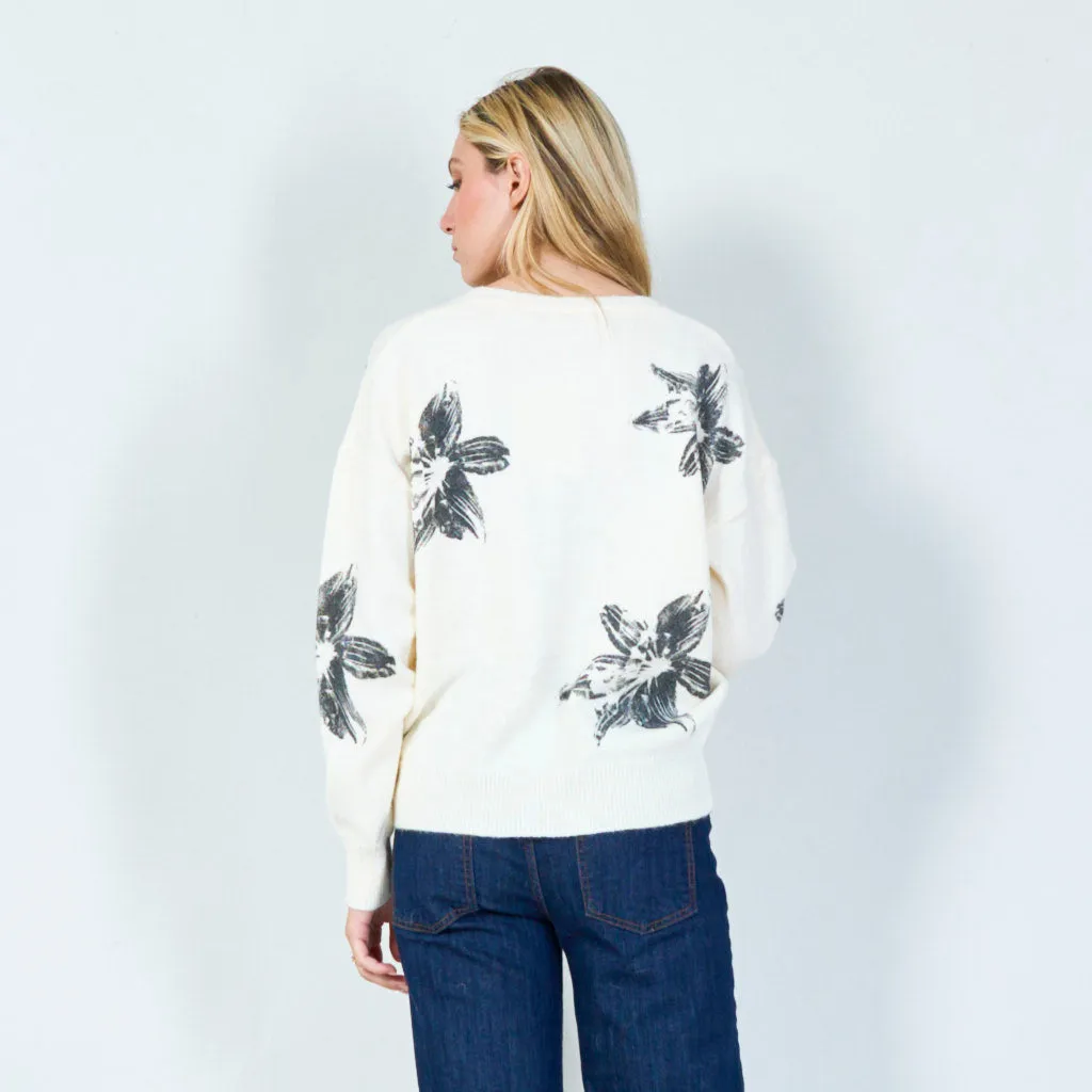 Bold floral print cardigan wholesale