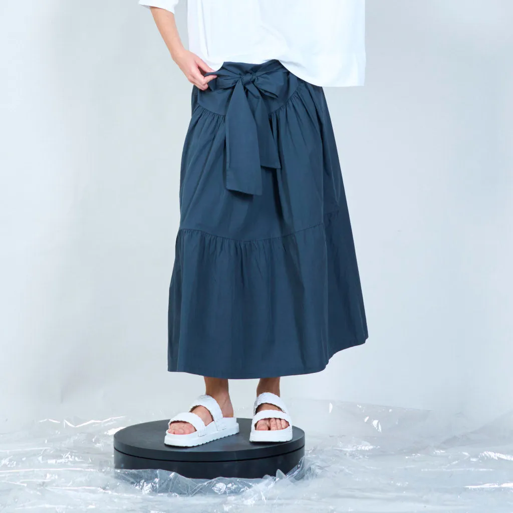 Bow-tied linen midi skirt wholesale