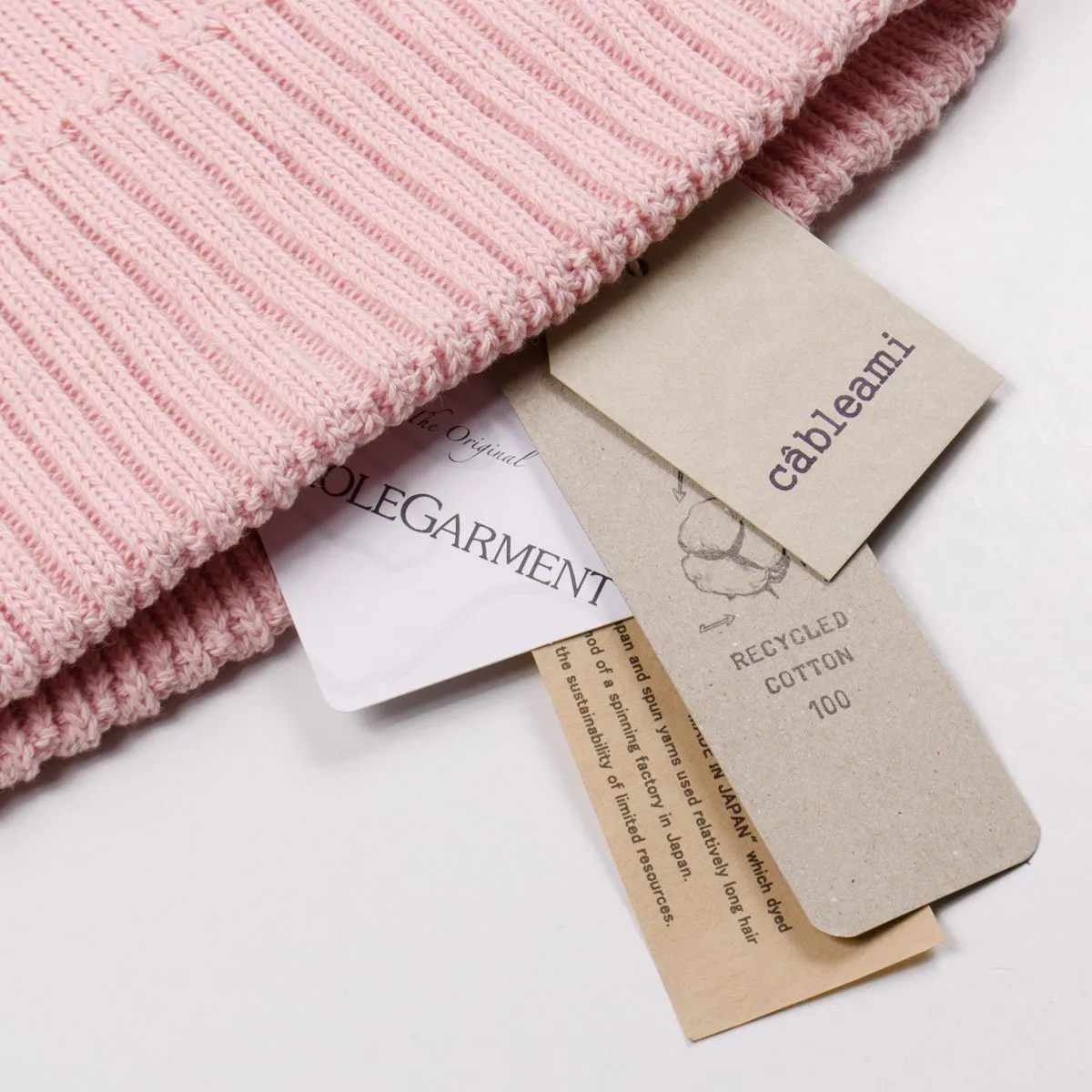 cableami - Recycled Cotton Rib Stitch Beanie - Pink