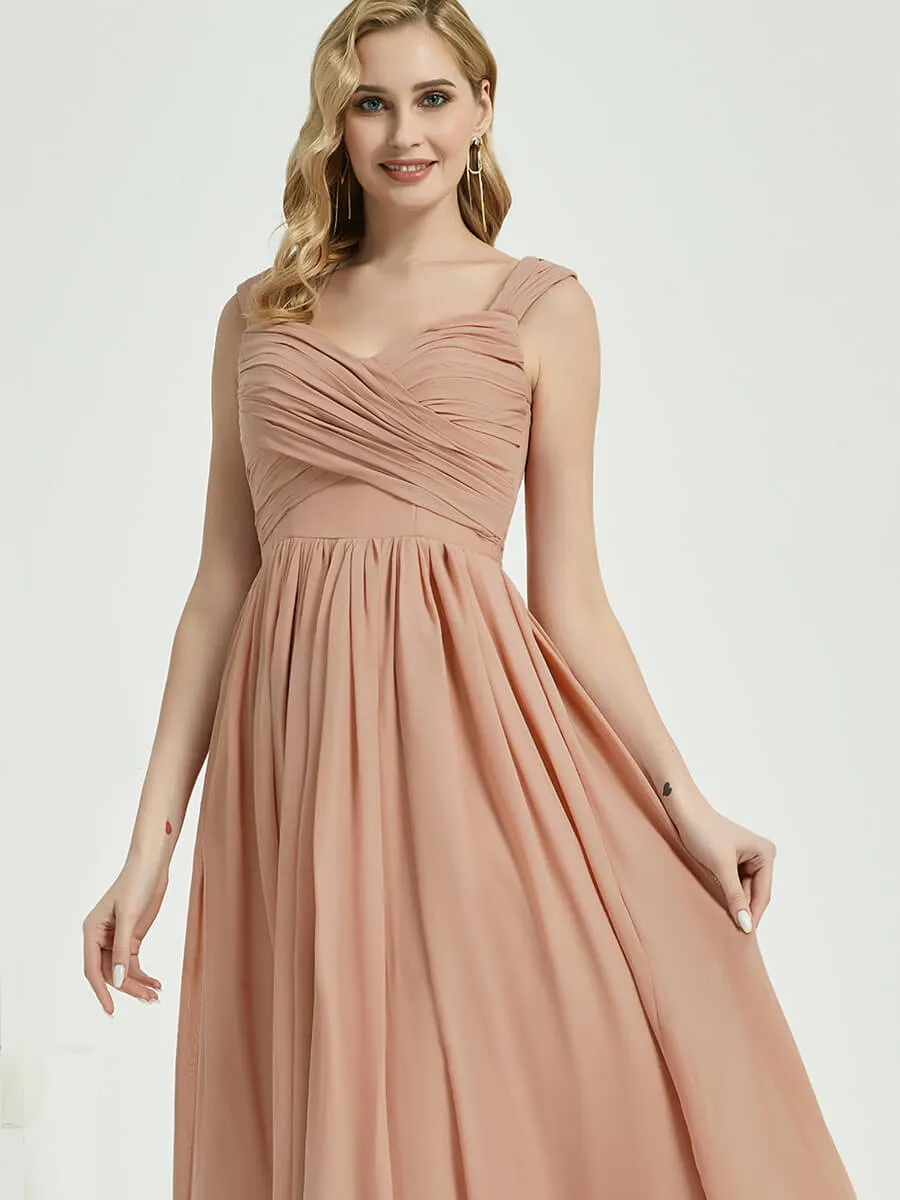 Cornflower Blue Sweetheart A-Line Chiffon Floor-Length Bridesmaid Dress