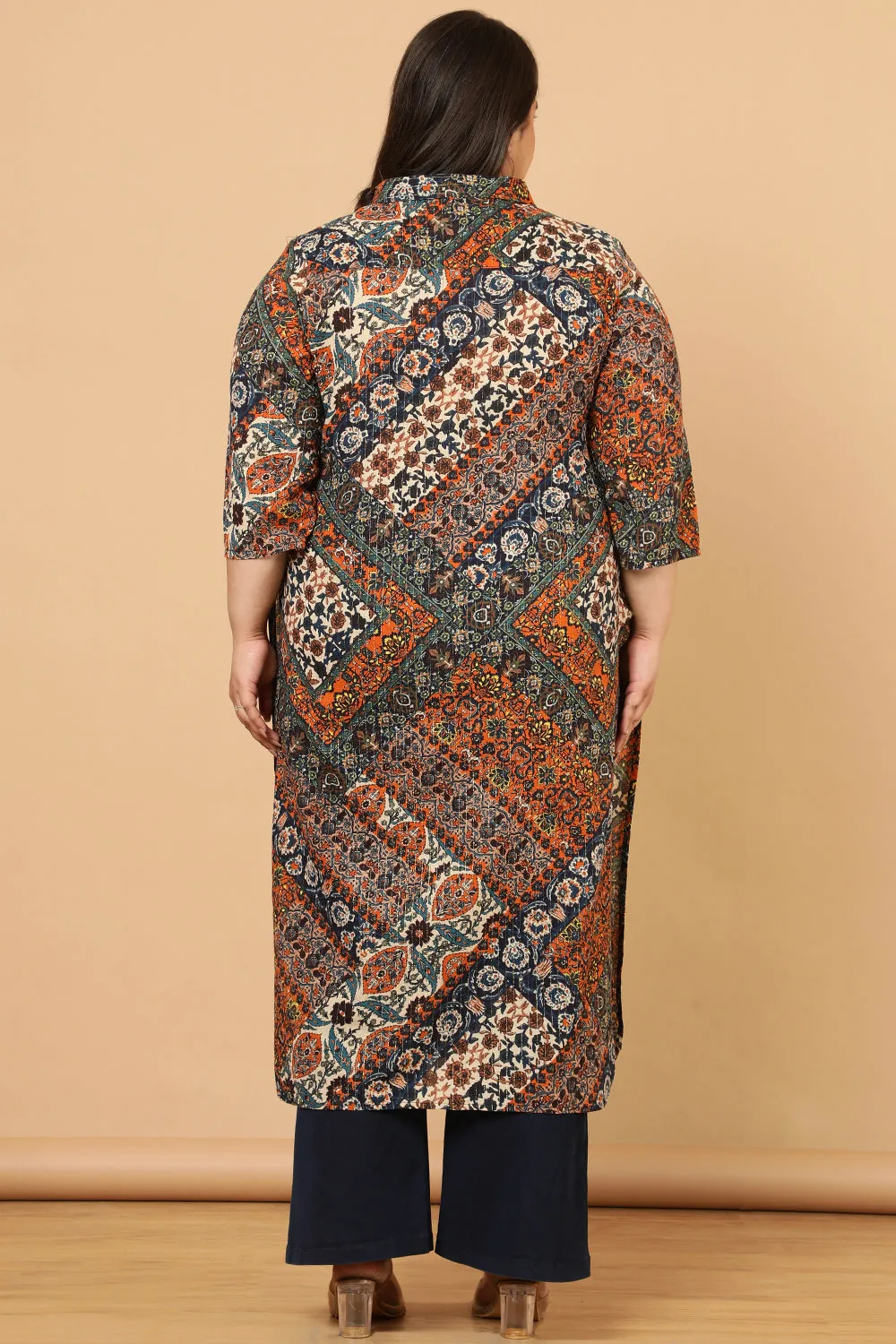 Cotton Shrug Kurta in Ethnic Print