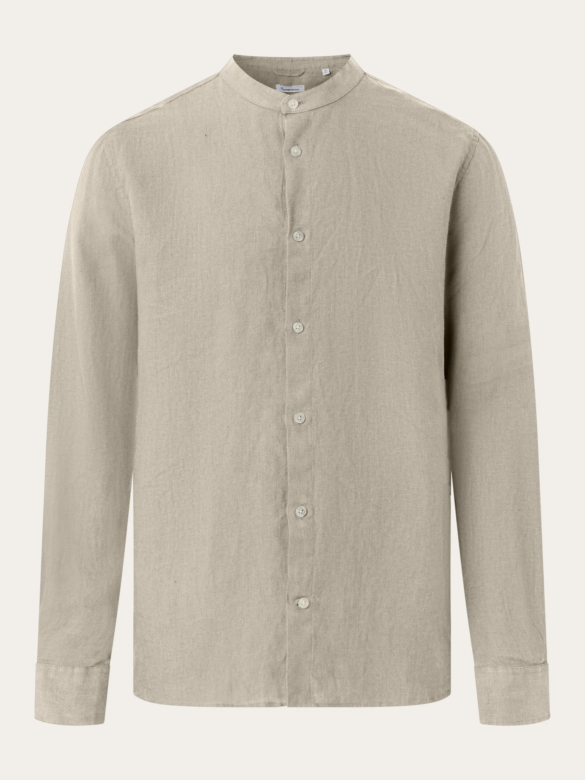 Custom fit linen stand collar shirt - Light feather gray