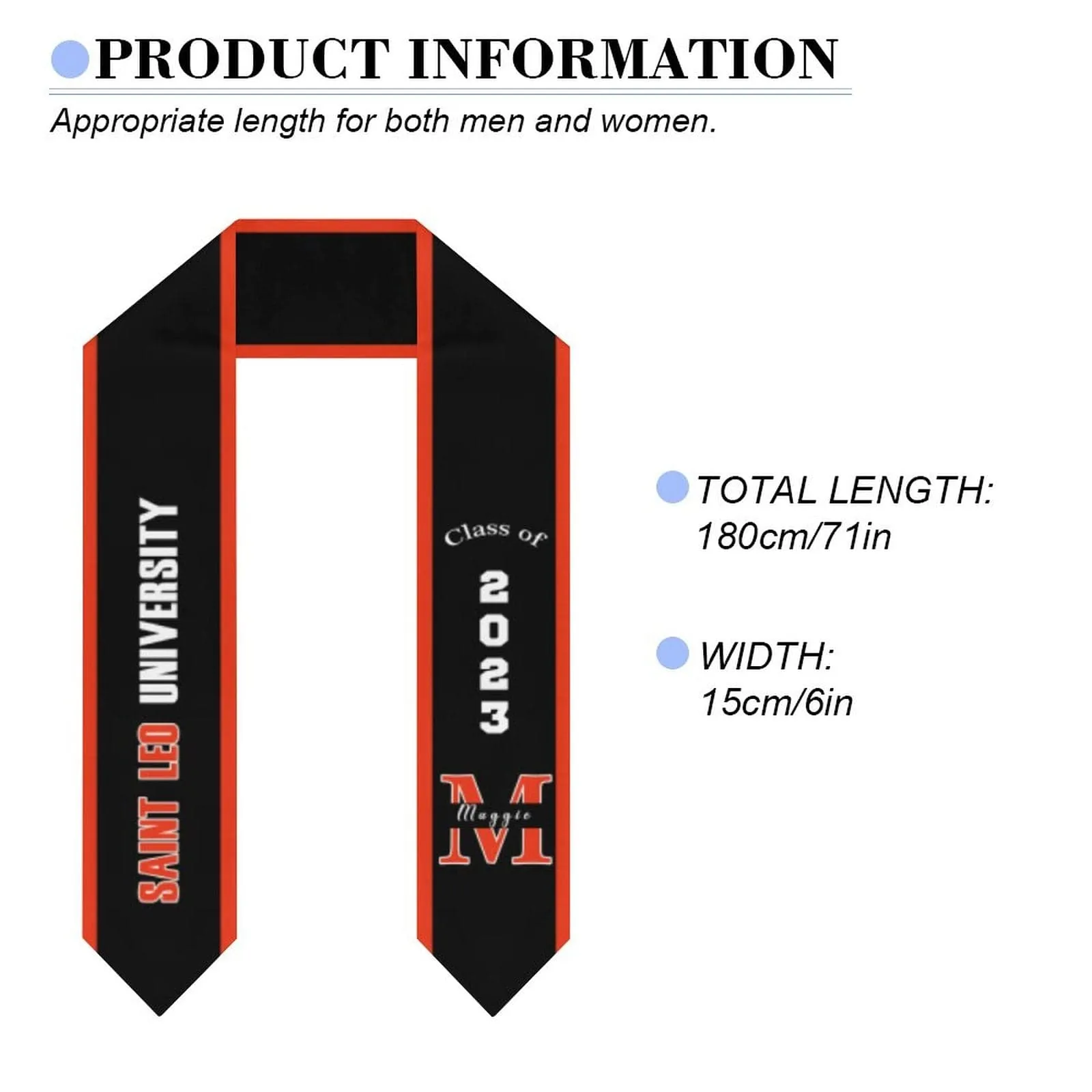 Custom Name Black Graduation Stoles Sash Class of 2024 Graduation Gift