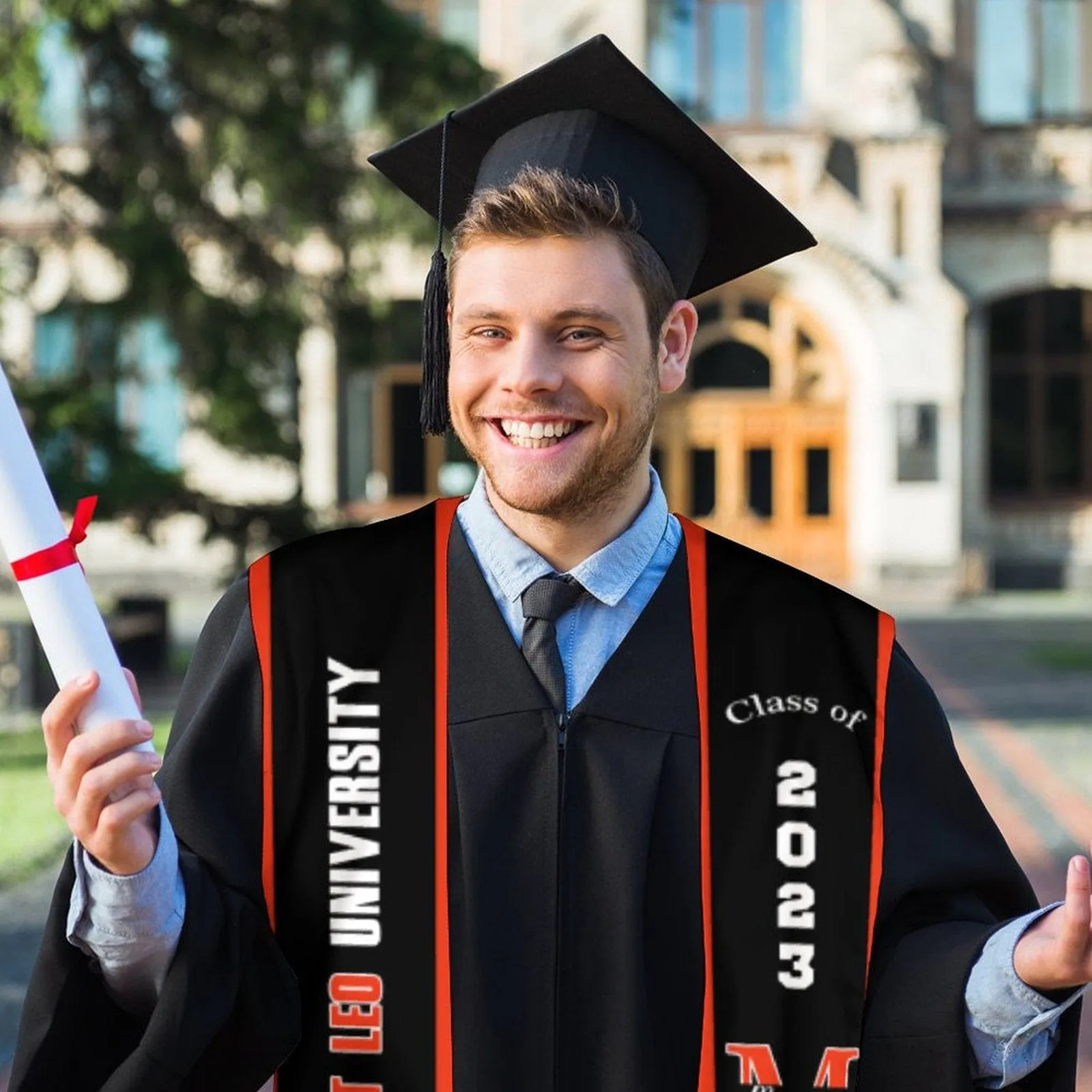 Custom Name Black Graduation Stoles Sash Class of 2024 Graduation Gift