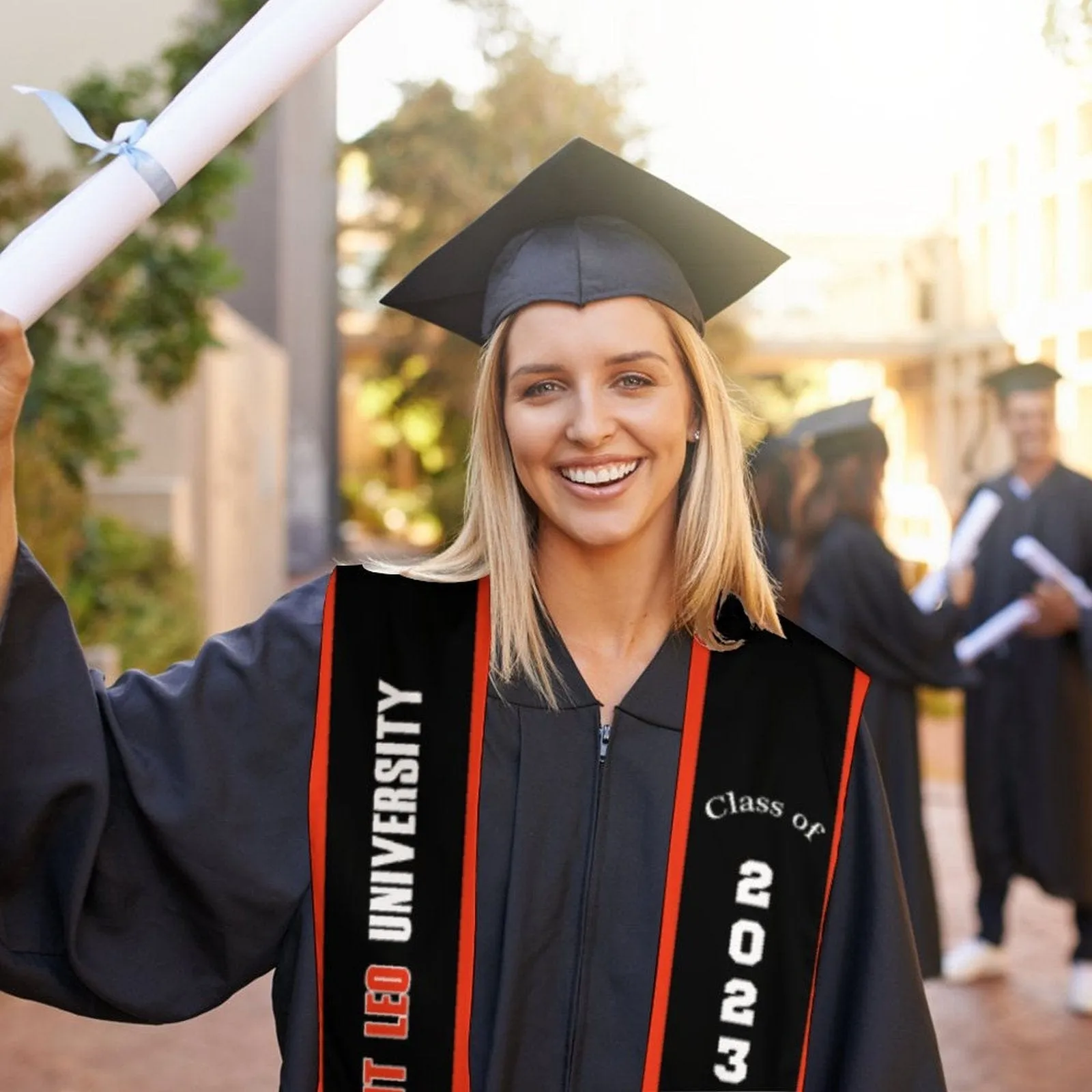 Custom Name Black Graduation Stoles Sash Class of 2024 Graduation Gift