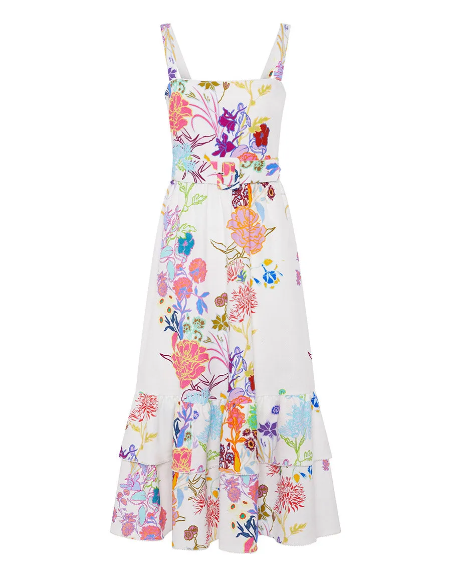 Dani Cotton Midi Dress - Jardin White - SALE