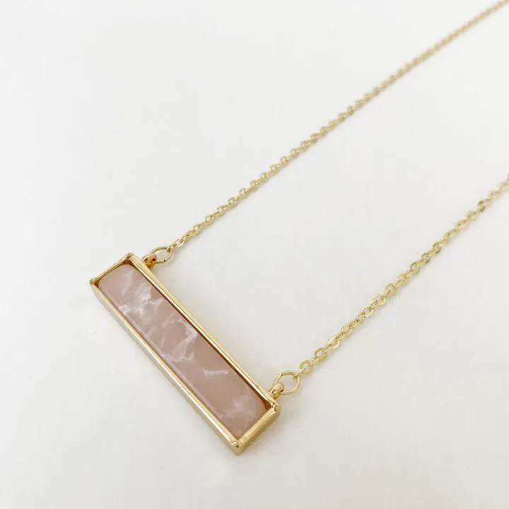 Delicate Necklace with Rectangular Stone Pendant - 1451