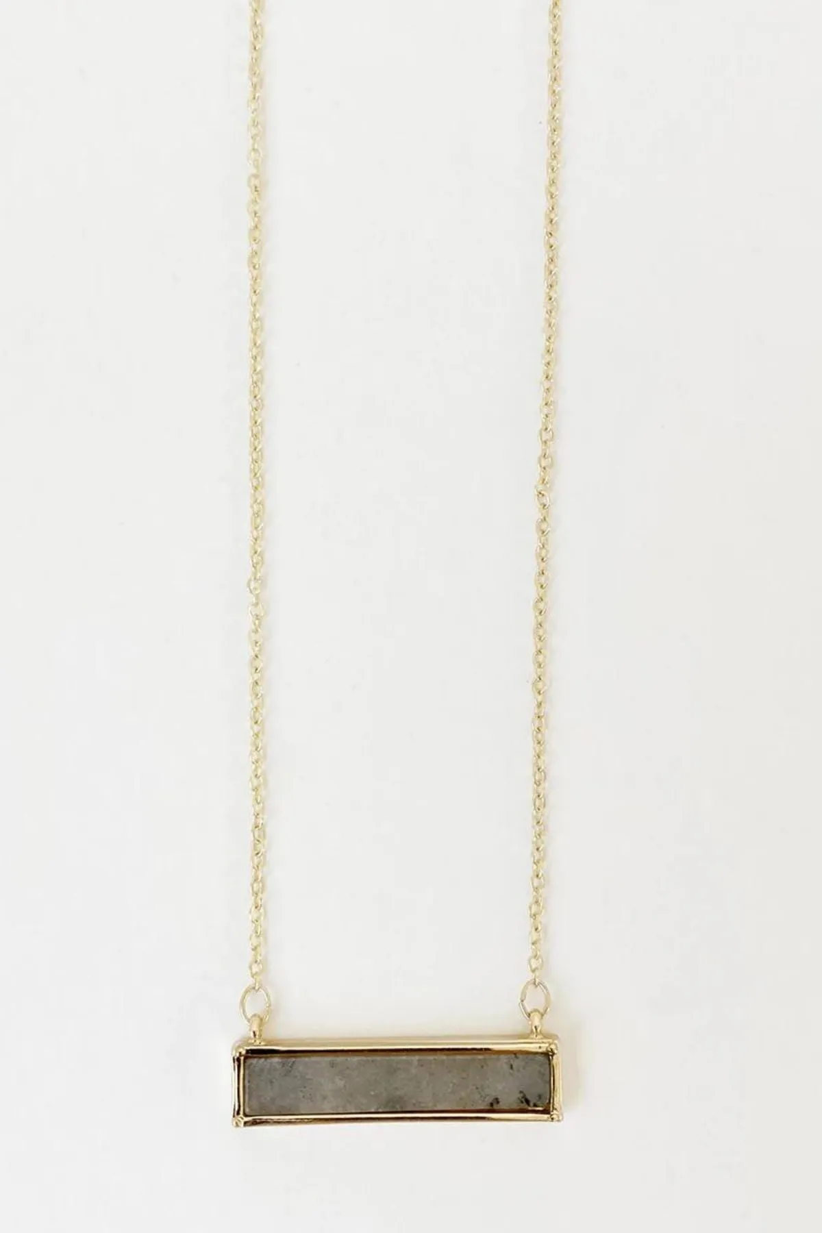 Delicate Necklace with Rectangular Stone Pendant - 1451