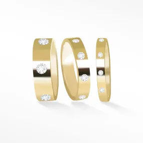 Diamond Cigar Band Ring 14k Gold