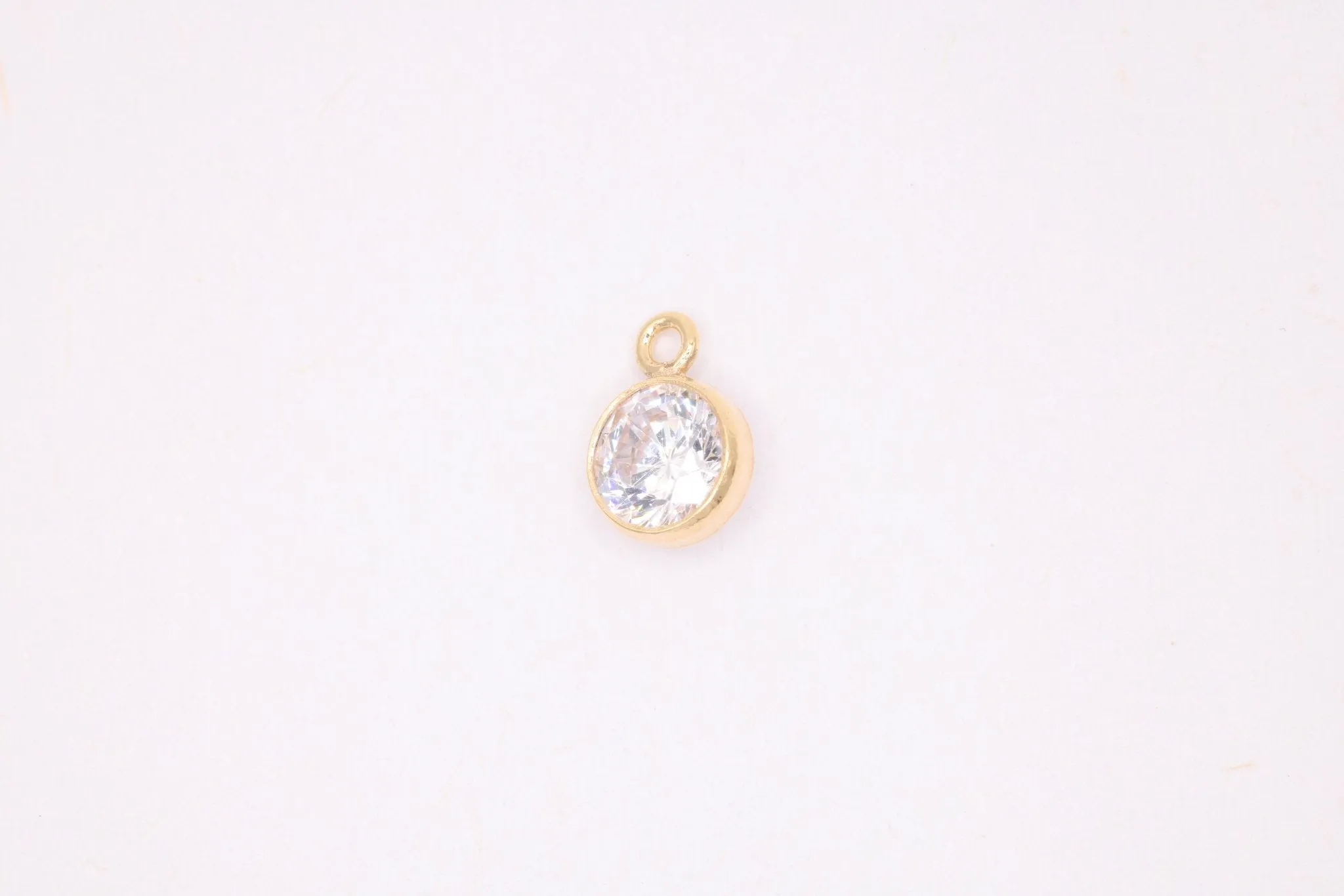 Diamond CZ Gold-Filled Wholesale Drop Charm, April Birthstone, Horizontal Bail