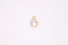 Diamond CZ Gold-Filled Wholesale Drop Charm, April Birthstone, Horizontal Bail