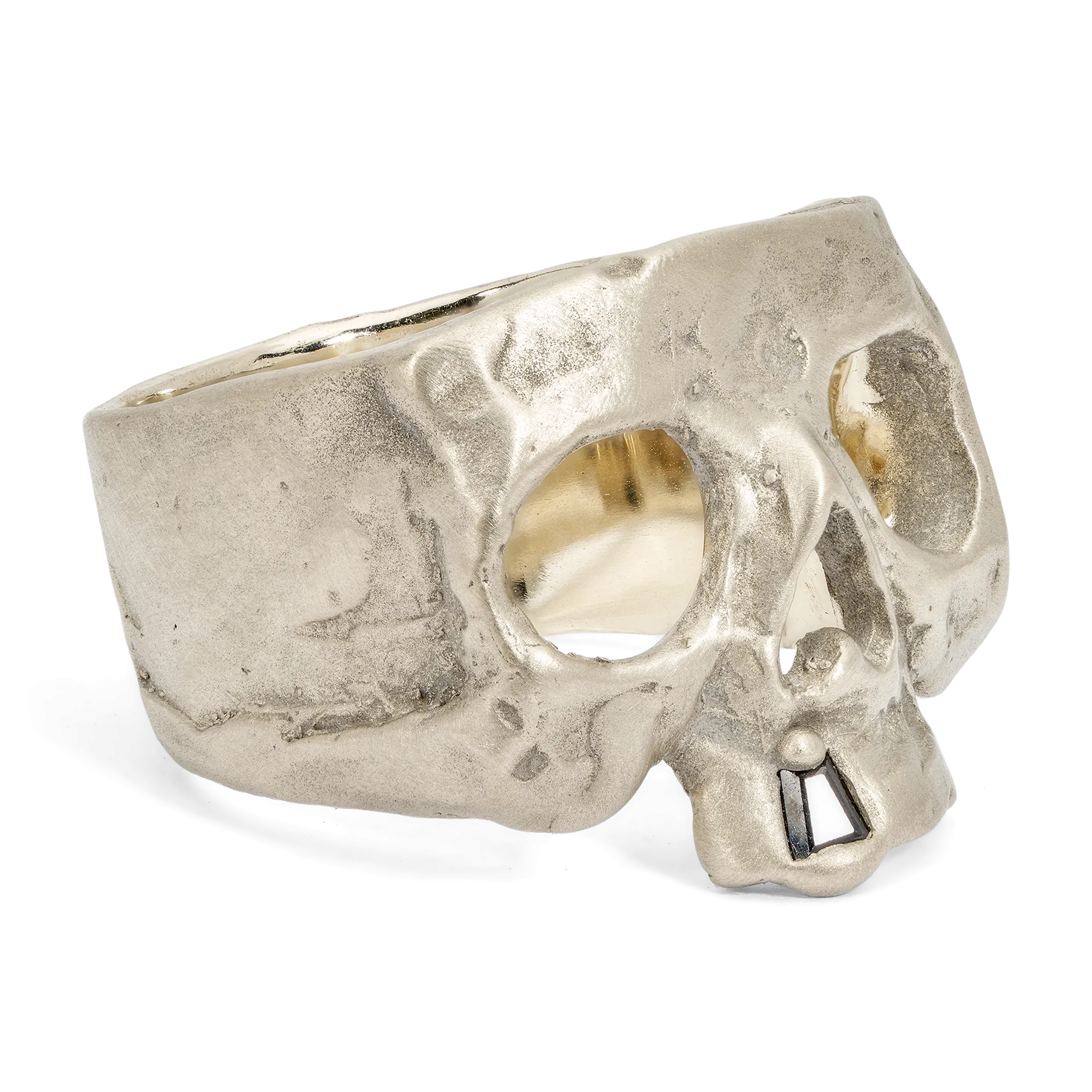 Diamond Snaggletooth Skull Ring in White - Made to Order