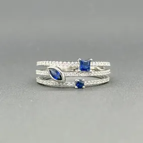 Estate 14K W Gold 0.48ctw Diamond and 0.46ctw Sapphire Ring