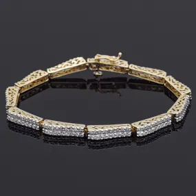 Estate 2.97 TCW Diamond 14K Yellow Gold Two-Row Tennis Bracelet 6.75 Inches