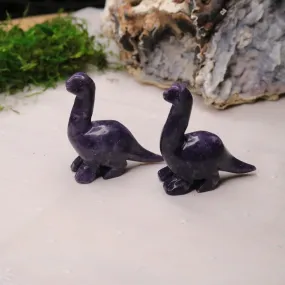 Gentle Dino Carving ~ Deep Dark and Sparkling Lepidolite