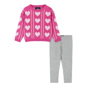 Infant Heart Sweater & Legging Set  | Pink