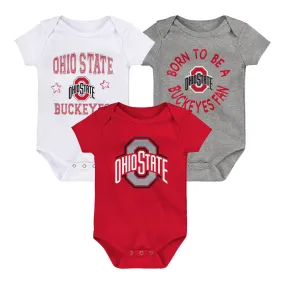 Infant Ohio State Buckeyes 3-Pack Onesies