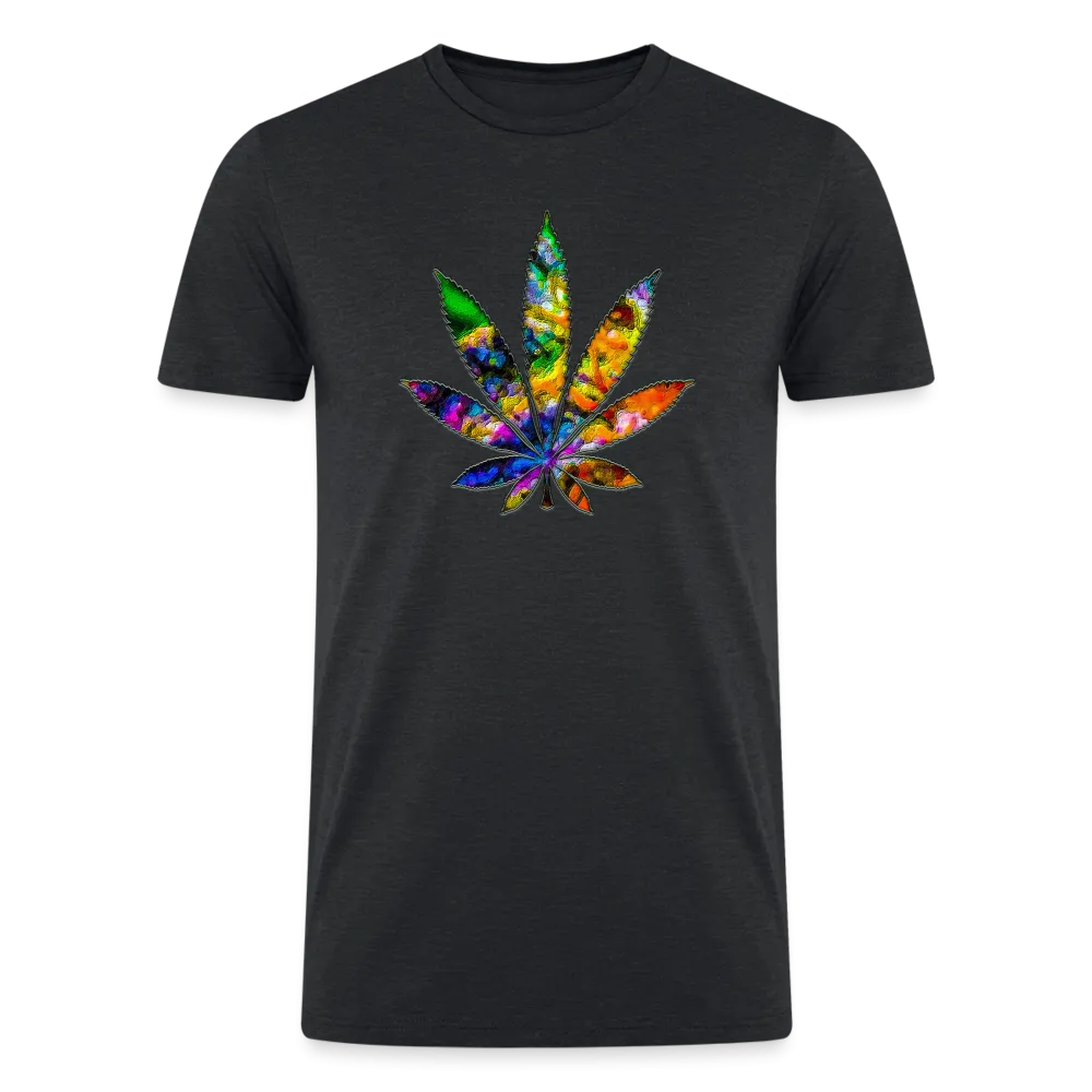 Kaleidoscope Rainbow Leaf: Organic Tri-Blend Multicolor Cannabis Tee