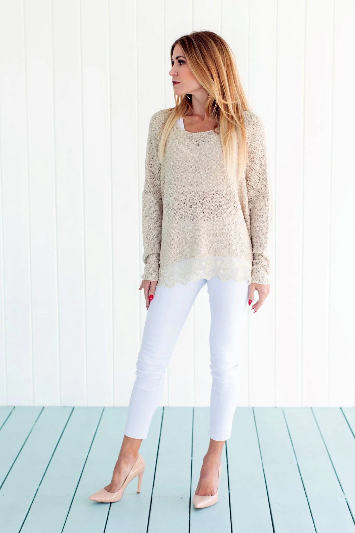 Lace Sweater Cream